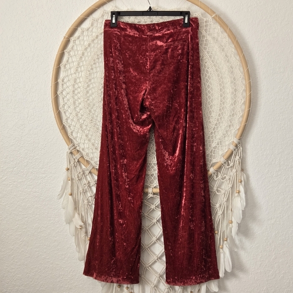 Staud Red Crush Velvet Flare Leg Pull-On Pants Size S - Picture 9 of 10
